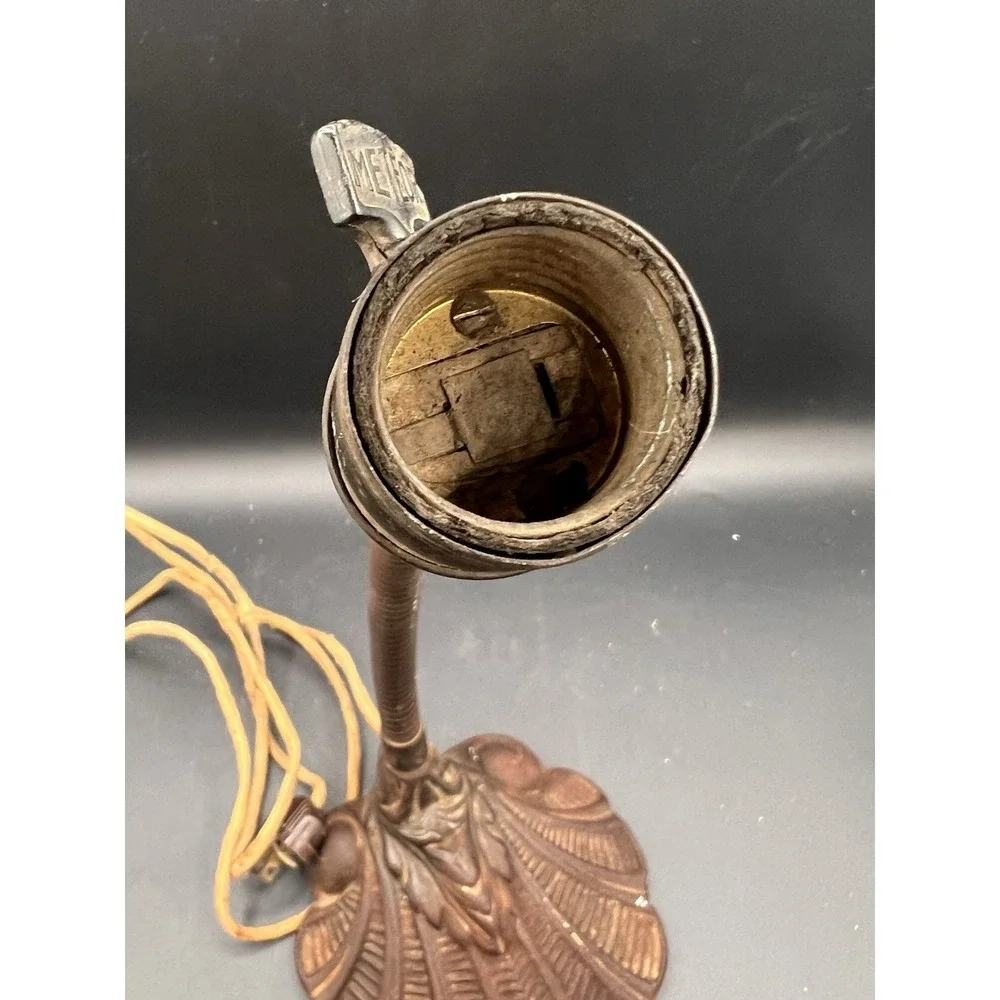 Antique Cast Iron Lilly Lamp With Original Cloth Cord